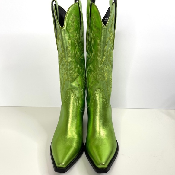 JEFFREY CAMPBELL Free People NEW Dagget Western Boots Metallic Green NEW Size 7 - Picture 6 of 16